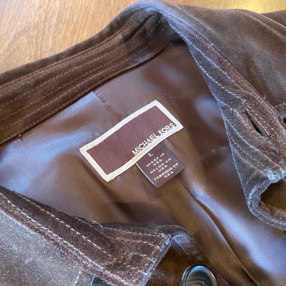 Michael Kors M/L - Brown suede leather button up jacket w/ matching belt - 3/4L - Picture 3 of 5